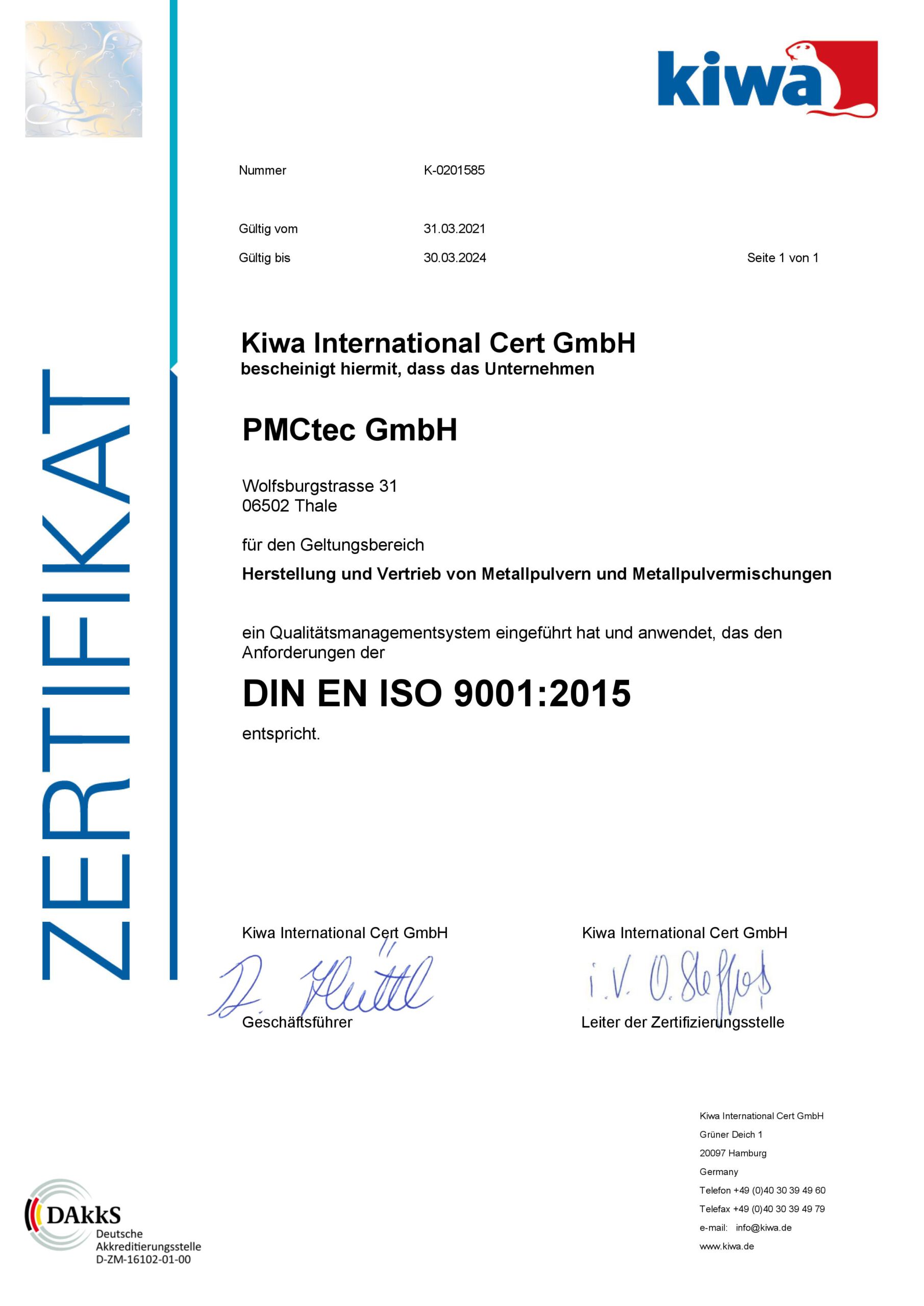 ISO9001:2015 Deutsch